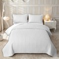 thumbnail image 1 of Castle Fairy Clean Minimalist Vertical Stripe Twin Quilt Set 2 Pieces,Geometric Thin Band Twin Coverlet Set,White Light Gray,1 Bedspread and 1 Pillowcase, 1 of 7