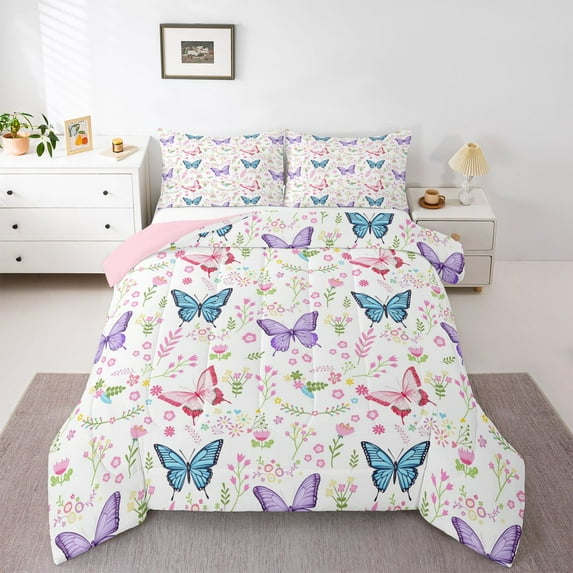 Castle Fairy 2-Piece Twin Size Comforter Set - Butterflies Reversible Print