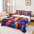thumbnail image 1 of Castle Fairy Colorful Gradient Stripes Twin Sheet Sets,Abstract Vintage Lines Bedding, 1 of 7