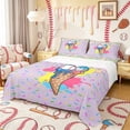 thumbnail image 1 of Castle Fairy Colorful Ice Cream Queen Sheets 4 Pieces, Sport Baseball Graffiti Queen Sheet Sets, Purple Pink Blue,1 Fitted Sheet, 1 Flat Sheet and 2 Pillowcases, 1 of 6
