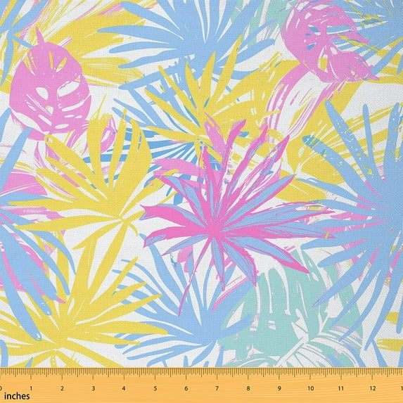 Castle Fairy Colorful Leaves Fabric by the Yard 10 Yards,Tropical Plants Room Decor Fabric by the Yard,Botanical Theme Fabric for Sewing,Super Cozy Room Decor