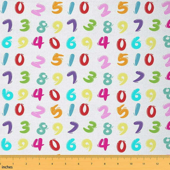 Castle Fairy Colorful Numbers Fabric by the Yard 1 Yard,Kawaii Cute Home Decor Fabric by the Yard,Math Theme Room Decor Fabric by the Yard,Breathable Cartoon Home Decor