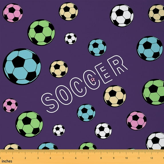 Castle Fairy Colorful Soccer Boy Fabric by the Yard 1 Yard,Sport Gamer Home Decor Fabric by the Yard,Ball Game Room Decor Fabric by the Yard,Breathable Home Decor