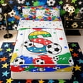 thumbnail image 1 of Castle Fairy Colorful Soccer Letter S Zipper Twin Comforter Sets with Fitted Sheet and 2 Pillowcases, Stars Print Zipper Bedding Set, Yellow Red Blue Green,4-Piece, 1 of 6