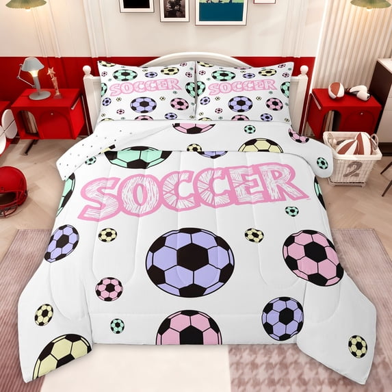Castle Fairy Colorful Soccer Queen Comforter Set,Sport Bedding Comforter Set