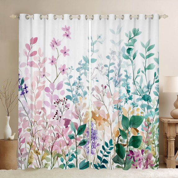 Castle Fairy Colorful Tree Leaves Black Out Curtains for Female Men Women,Botanical Plants Curtains Pack of 2 (42x63 Each),Spring Garden Bedroom Curtains,Luxury Bedroom Decor