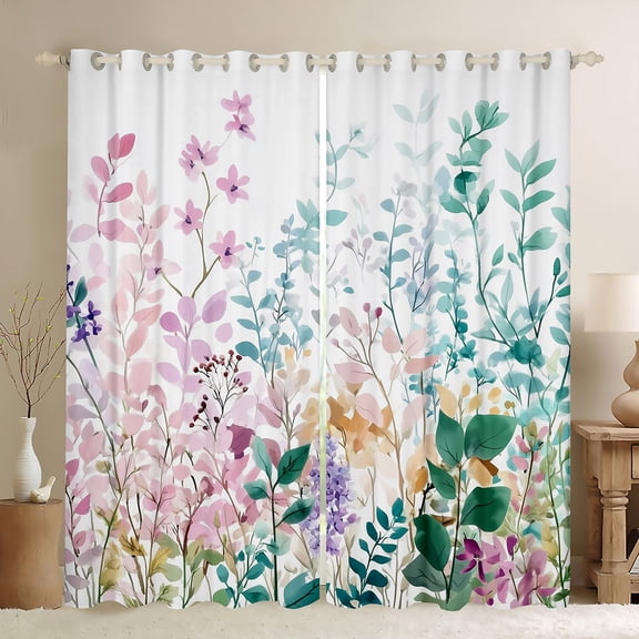 Castle Fairy Colorful Tree Leaves Black Out Curtains for Female Men Women,Botanical Plants Curtains Pack of 2 (42x63 Each),Spring Garden Bedroom Curtains,Luxury Bedroom Decor