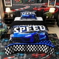 thumbnail image 1 of Castle Fairy Cool Blue Sports Car Twin Comforter Sets 3-Piece for Youths, Sharp Speedometer Graphic Bedding Set for Bedroom, Blue Black White,Black Reversible, 1 of 6