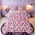 thumbnail image 1 of Castle Fairy Coquette Goth Skull Queen Bedding 7pcs,Bow Heart Happy Halloween Bedding Comforter Set Queen,Pink Black,Pink Reversible, 1 of 7