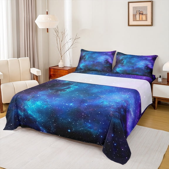 Castle Fairy Cosmos Galaxy Full Size Sheets,Gradient Starry Sky Bed Sheets
