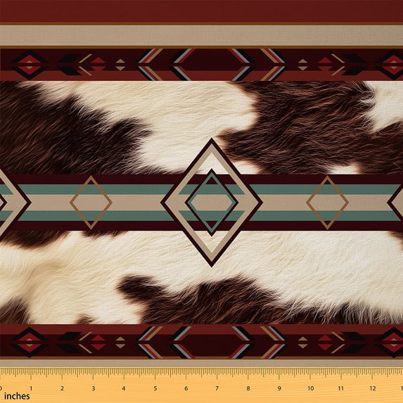 Castle Fairy Cow Print Fabric by the Yard 1 Yard,Tribal Aztec Home Decor Fabric by the Yard,Bohemian Theme Room Decor Fabric by the Yard,Super Cozy Abstract Room Decor