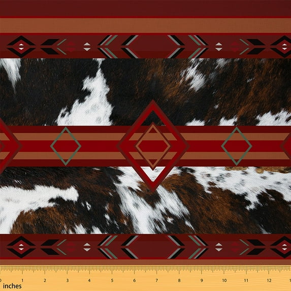 Castle Fairy Cow Print Fabric by the Yard 1 Yard,Tribal Aztec Home Decor Fabric by the Yard,Bohemian Theme Room Decor Fabric by the Yard,Super Cozy Abstract Room Decor
