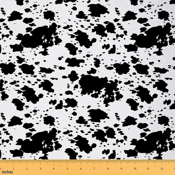 Castle Fairy Cow Print Fabric by the Yard 5 Yard,Animal Print Sewing Fabric,Black White Fabric for Sewing,Microfiber Teens Bedroom Decor