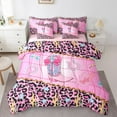 thumbnail image 1 of Castle Fairy Cowgirl Boots Hats 7-Piece Twin Bedding Sets for Girls,Leopard Print Bedding Comforter Set,Western Horseshoe Breathable Sheet Sets,Ultra Soft Home Decor, 1 of 8