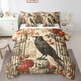 thumbnail image 1 of Castle Fairy Crow Skull 7-Piece Twin Bedding Sets,Red Rose Bedding Comforter Set,Gothic Style Breathable Sheet Sets,Microfiber Teens Bedroom Decor,Reversible, 1 of 8