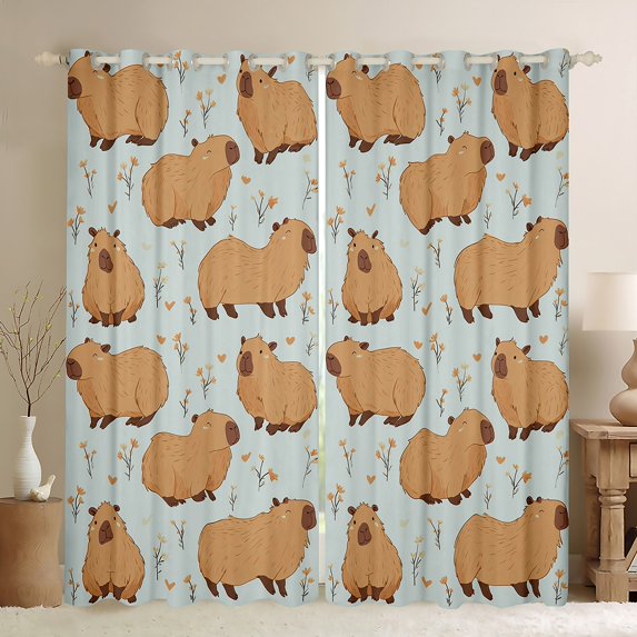 Castle Fairy Cute Animal Curtains Pack of 2 (42x84 Each) for Boys Girls,Cartoon Wildlife Curtains Blackout,Chic Flowers Bedroom Curtains,Ultra Soft Home Decor