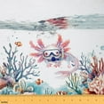 thumbnail image 1 of Castle Fairy Cute Axolotl Fabric by the Yard 1 Yard, Cartoon Sea Ocean Animal Home Decor Fabric by the Yard, Coastal Coral Fish Sewing Fabric, Children Room Decor, 1 of 6