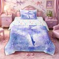 thumbnail image 1 of Castle Fairy Cute Ballerina Print Twin Comforter Sets 2pcs,Watercolor Silhouette Pattern Bedding Set,Blue Purple,Grey Reversible,1 Comforter and 1 Pillowcase, 1 of 6