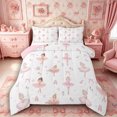 thumbnail image 1 of Castle Fairy Cute Ballet Dance Girl King Size Comforter Sets 3pcs,Cute Floral Bow Pattern Comforters King Size,Pink,Pink Reversible,1 Comforter and 2 Pillowcases, 1 of 6