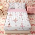 thumbnail image 1 of Castle Fairy Cute Ballet Dance Girl Zipper Twin Comforter Sets with Fitted Sheet and 2 Pillowcases,Cute Floral Bow Pattern Zipper Bedding Set,Pink,Pink Reversible,4-Piece, 1 of 6