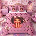 thumbnail image 1 of Castle Fairy Cute Black Girl King Bedding 7pcs,Polka Dot Butterfly King Bed in a Bag,Pink, 1 of 7