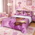 thumbnail image 1 of Castle Fairy Cute Black Girl Queen Sheets 4 Pieces,Cartoon Bow Butterfly Queen Sheet Sets,Purple,1 Fitted Sheet, 1 Flat Sheet and 2 Pillowcases, 1 of 6