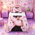 thumbnail image 1 of Castle Fairy Cute Black Girl Twin Sheets 3pcs,Butterfly Crown Pattern Bedding,Pink Black,1 Fitted Sheet, 1 Flat Sheet and 1 Pillowcase, 1 of 6