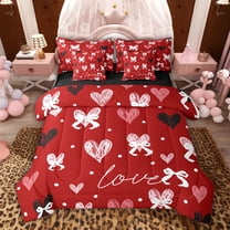 Castle Fairy Cute Bow Love Heart Twin Bedding Sets,Black Red Bedding Comforter Set