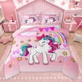 thumbnail image 1 of Castle Fairy Cute Bow Unicorn Twin Comforter Sets,Gradient Bling Glitter Print Bedding Set, 1 of 8