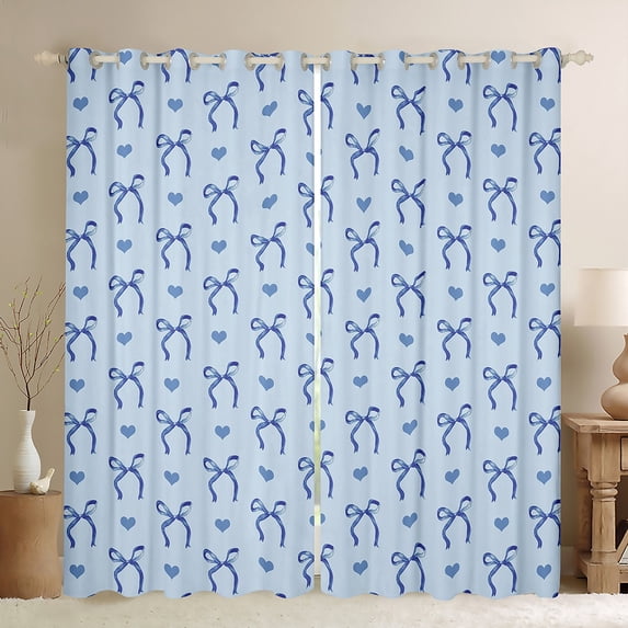 Castle Fairy Cute Bowknot Black Out Curtains for Children Girls Women,Love Heart Print Curtains Pack Of 2 (42X63 Each),Dreamy Princess Bedroom Curtains,Breathable Home Decor