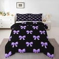 thumbnail image 1 of Castle Fairy Cute Bowtie Full Size Comforter Sets 3-Piece for Teens Femalemen,Dreamy Princess Ribbon Bow Bedding Comforter Set,Black Purple Lightweight Bedding Sets,Breathable Home Decor,Reversible, 1 of 8