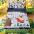 thumbnail image 1 of Castle Fairy Cute Camo Woodland Animal Zipper Twin Comforter Sets with Fitted Sheet and 2 Pillowcases,Fox Bear Deer Puppy Pine Zipper Bedding Set,Sky Blue Cream,Navy Blue Reversible,4-Piece, 1 of 6
