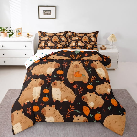 Castle Fairy Cute Capybara Full Size Comforter Sets,Kawaii Animal Bedding Sets