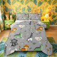 thumbnail image 1 of Castle Fairy Cute Cartoon Monkey Giraffe Zebra Full Size Comforter Sets 3-Piece,Kawaii Jungle Animal Bedding Comforter Set,Gray Green,Grey Reversible,1 Comforter and 2 Pillowcases, 1 of 6