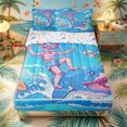 thumbnail image 1 of Castle Fairy Cute Cartoon Summer Surf Girl Zipper Twin Comforter Sets with Fitted Sheet and 2 Pillowcases,Shark Palm Bubble Kids Beach Art Zipper Bedding Set,Bright Cyan,Reversible,4-Piece, 1 of 6