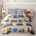 thumbnail image 1 of Castle Fairy Cute Cartoon Train Twin Quilt Set,Playful Locomotive Print Twin Coverlet Set for Bedroom,Beige, 1 of 7