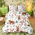 thumbnail image 1 of Castle Fairy Cute Cartoon Woodland Animal 7-Piece Twin Bedding for Boys,Deer Bear Fox Owl Mushroom Pine Bedding Comforter Set,Brown Green White,Grey Reversible, 1 of 7