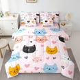 thumbnail image 1 of Castle Fairy Cute Cats 7-Piece Twin Bedding Sets for Girls Boys Children,Love Heart Print Bedding Comforter Set,Kawaii Pets Breathable Sheet Sets,Ultra Soft Home Decor, 1 of 8
