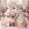 thumbnail image 1 of Castle Fairy Cute Deer Twin Bedding Sets 7-Piece for Teenagers,Cartoon Jungle Animal Bedding Comforter Set Microfiber,Kawaii Woodland Wildlife Breathable Sheet Sets,Breathable Home Decor,Reversible, 1 of 8