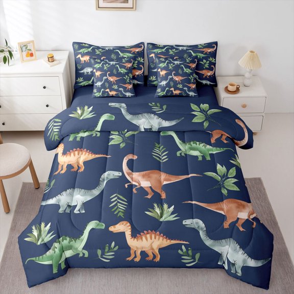 Castle Fairy Cute Dinosaur Bedding Comforter Set,Cartoon Wildlife Dino King Bedding Sets