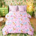 thumbnail image 1 of Castle Fairy Cute Floral Deer Queen Bedding 7pcs,Kawaii Flowers Animal Bedding Comforter Set Queen,Pink White,Pink Reversible, 1 of 7