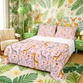 thumbnail image 1 of Castle Fairy Cute Floral Giraffe King Sheets 4pcs,Cartoon Flower Wildlife Bedding,Orange Blush Pink,1 Fitted Sheet, 1 Flat Sheet and 2 Pillowcases, 1 of 6