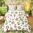 thumbnail image 1 of Castle Fairy Cute Fox Bear Monkey Zebra 7-Piece Twin Bedding,Happy Camping Animal Bedding Comforter Set,Off White Green,Reversible, 1 of 7