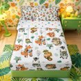 thumbnail image 1 of Castle Fairy Cute Fox Bear Monkey Zebra Zipper Twin Comforter Sets with Fitted Sheet and 2 Pillowcases,Happy Camping Animal Zipper Bedding Set,Off White Green,Reversible,4-Piece, 1 of 6