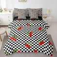 thumbnail image 1 of Castle Fairy Cute Fruit Cherry Bedding Comforter Set,Geometric Checkered Full Bedding Set, 1 of 8