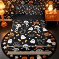 thumbnail image 1 of Castle Fairy Cute Halloween Zipper Twin Comforter Sets with Fitted Sheet and 2 Pillowcases,Ghost Pumpkin Cat Skeleton Allover Zipper Bedding Set,Orange Black,4-Piece,Black Reversible, 1 of 6