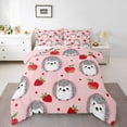 thumbnail image 1 of Castle Fairy Cute Hedgehog Girl 2pcs Bedding Comforter Set,Red Strawberry Twin Comforter Sets,Polka Dots Breathable Bedding Set,Ultra Soft Home Decor, 1 of 8