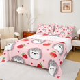 thumbnail image 1 of Castle Fairy Cute Hedgehog Girl 3pcs Twin Sheet Sets,Red Strawberry Twin Fitted Sheet,Polka Dots Breathable Flat Sheet,Ultra Soft Home Decor, 1 of 7