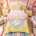 thumbnail image 1 of Castle Fairy Cute Pink Baseball Ice Cream Twin Duvet Cover, Sport Theme Twin Bedding, Pink Yellow Blue,Pink Reversible,2pcs,1 Duvet Cover and 1 Pillowcase, 1 of 6