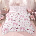 thumbnail image 1 of Castle Fairy Cute Ribbon Bow Queen Comforter Set,Cartoon Cherry Bedding Comforter Set, 1 of 8